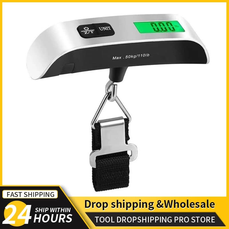Bilancia portatile Display LCD digitale 110lb/50kg bagaglio elettronico appeso valigia viaggio pesa bagaglio bilancia