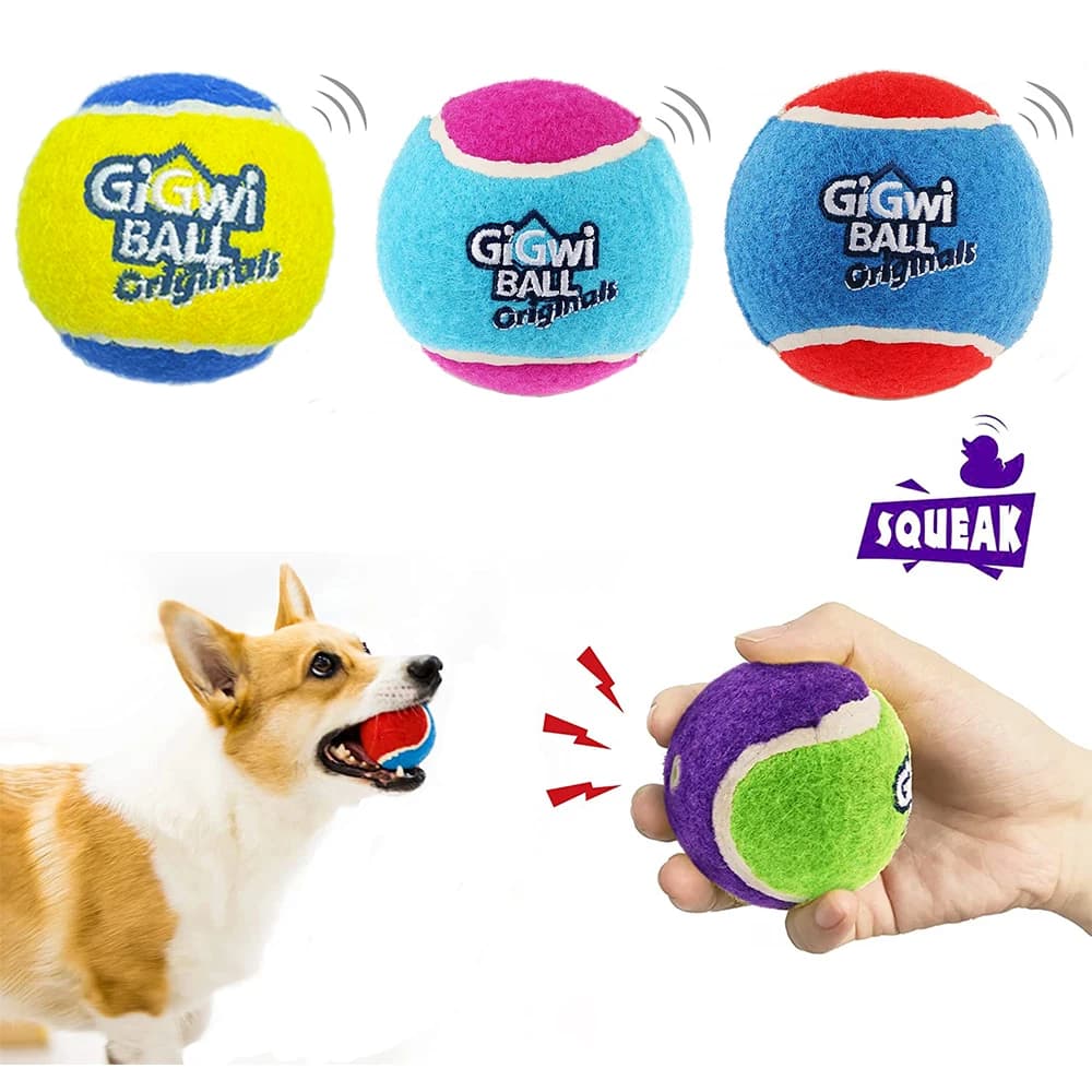Palla da tennis stridulo per cani da compagnia Giocattoli interattivi per cani Palla di gomma con suono ad alto rimbalzo per addestramento di cani Palla da gioco all'aperto Regalo per cuccioli
