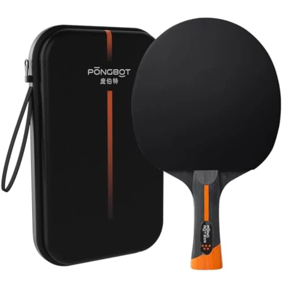 Racchetta da Ping Pong a Cinque Stelle, Livello Professionale, con Custodia Rigida, in Fibra di Carbonio, Lama a 7 Strati, Gomma Premium