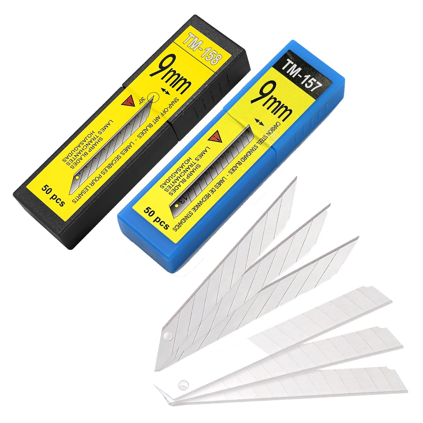 EHDIS 50pcs lama per coltello a scatto in acciaio al carbonio 30/60 gradi 9mm utensile da taglio per pellicola avvolgente in vinile adesivo per vetri auto Decal Cutter