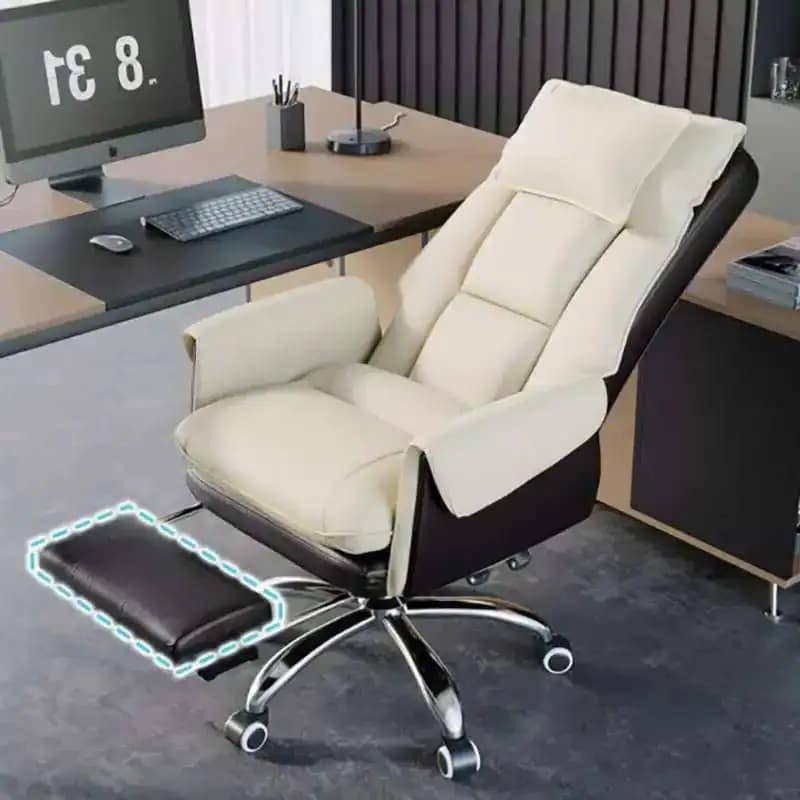 Sedia da ufficio bianca minimalista Comodo poggiapiedi girevole Sedia da gioco mobile Elegante schienale alto Silla Escritorio Mobili per la casa Caldo