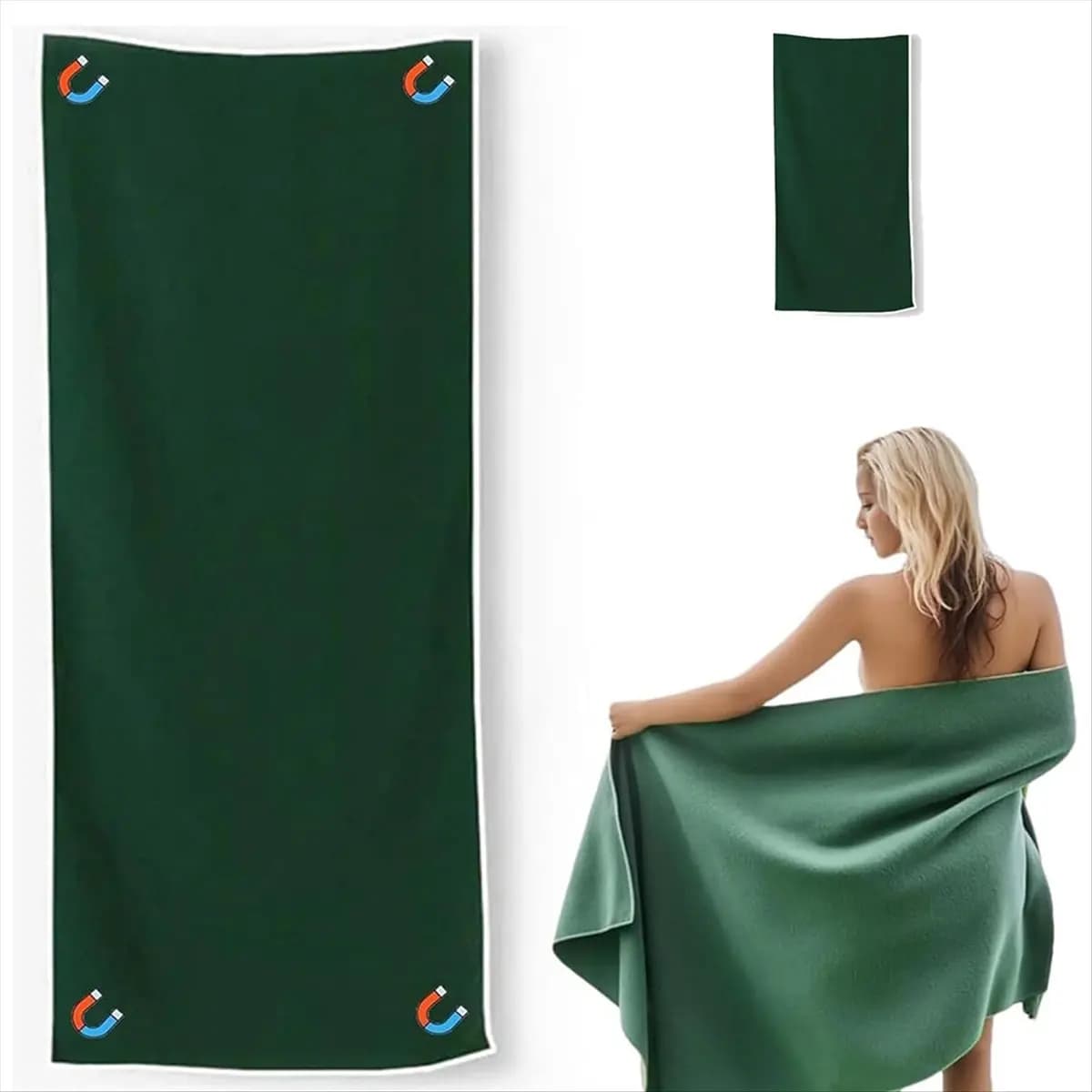 A38F Asciugamano magnetico Asciugamano da bagno magnetico per esterni Asciugamano da spiaggia resistente alla sabbia ad asciugatura rapida con chiusura magnetica per i viaggi