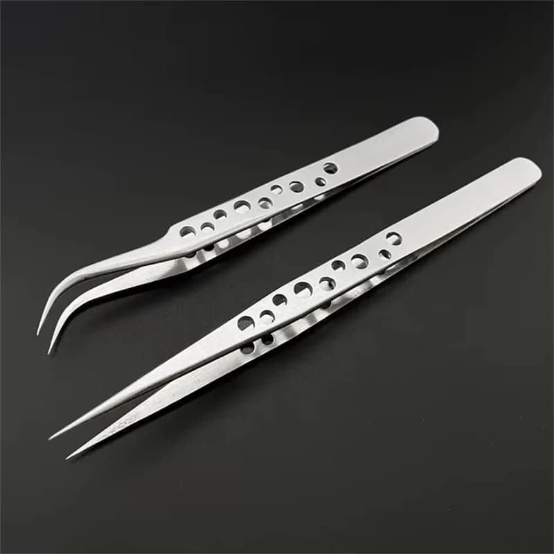 Industrial Tweezers Electronic Straight Toe Antistatic Curve Set of precision stainless steel DIY Hand Tools Grips for phone repair