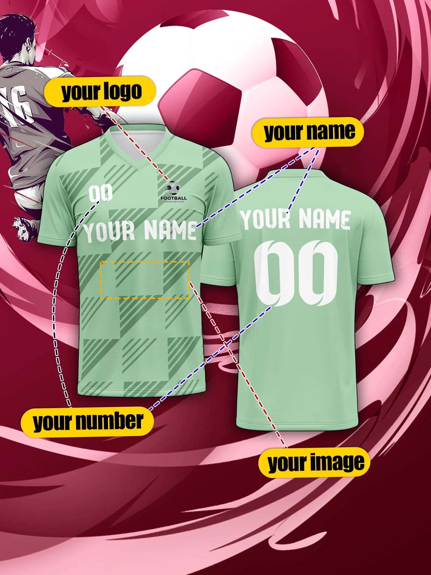 2026 Children's Custom Name and Number Sports V-Neck Jersey, Quick-Drying, Stylish, Heat-Sublimation Technology, Casual Wear