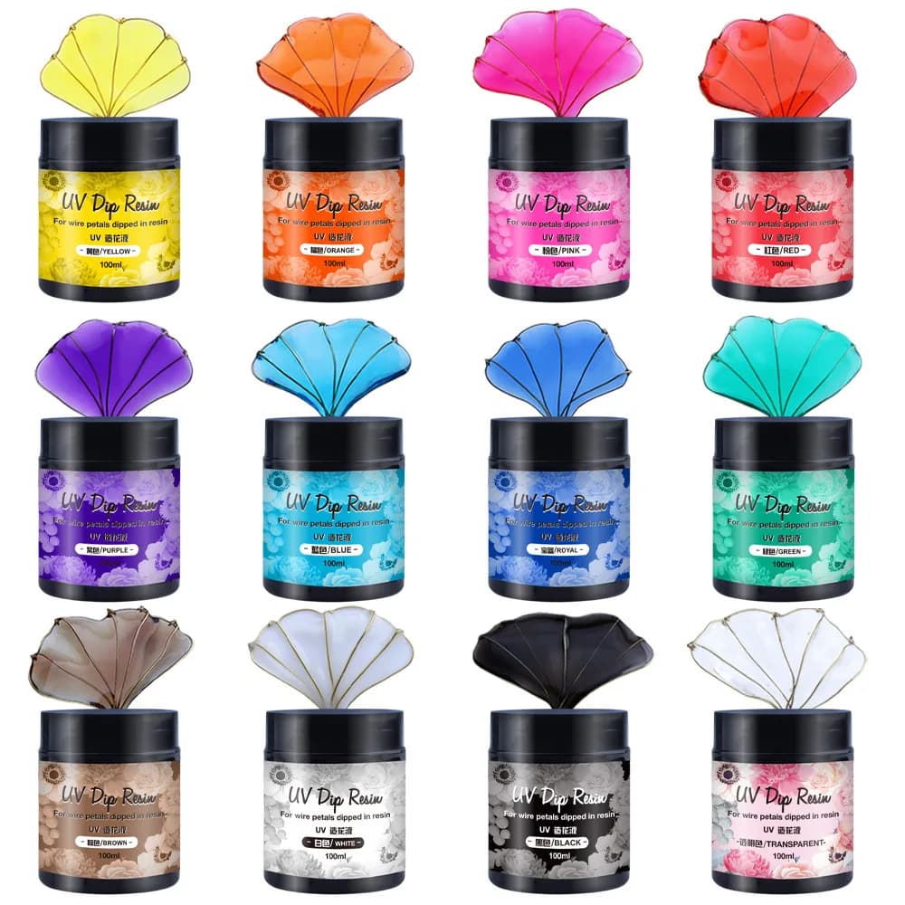 40/100ml UV DIP RESIN High Transparent UV Flower Making Liquid DIY Jewelry Headwear Material Quick Curing Crystal Flower