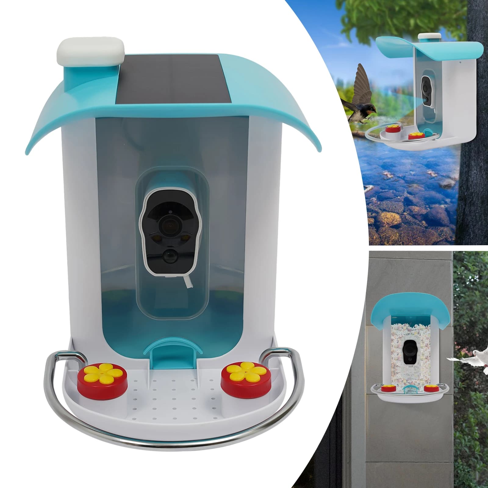 1080P Night Vision AI Bird Recognition Smart Bird Feeder with 5200mAh Solar Panel and 4-Phone WiFi Sharing for Garden Backyard Park Bird Watching