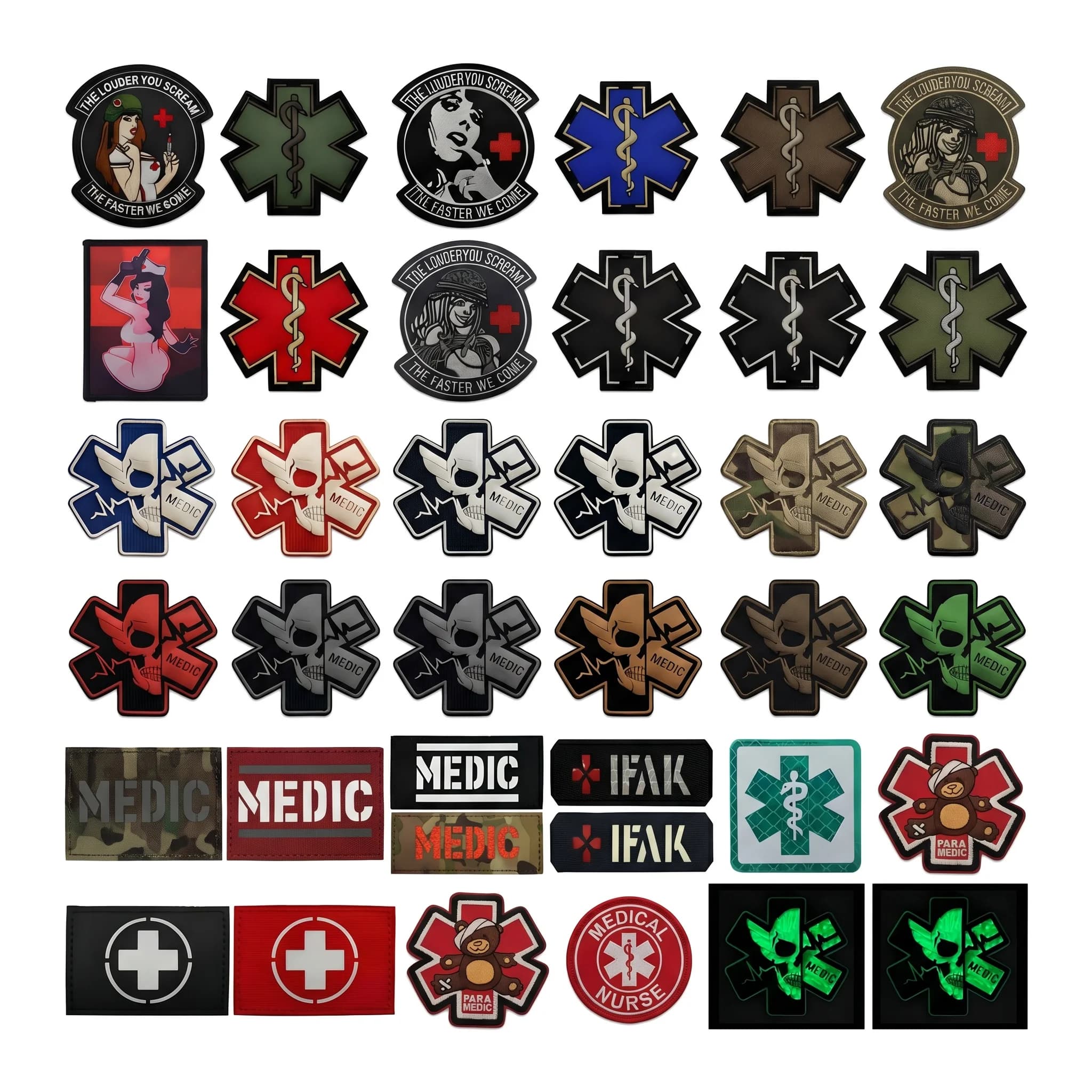 Gilet Tattico MEDIC MED per Servizi Medici di Emergenza, Patch IFAK Noctilucente con Velcro, Stella della Vita, Accessori per Zaino Outdoor