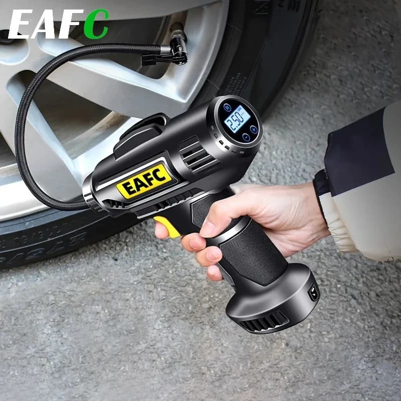 Pompa gonfiabile per auto portatile senza fili 120W compressore d'aria portatile per auto gonfiatore per pneumatici per automobili elettriche con luce a LED per auto