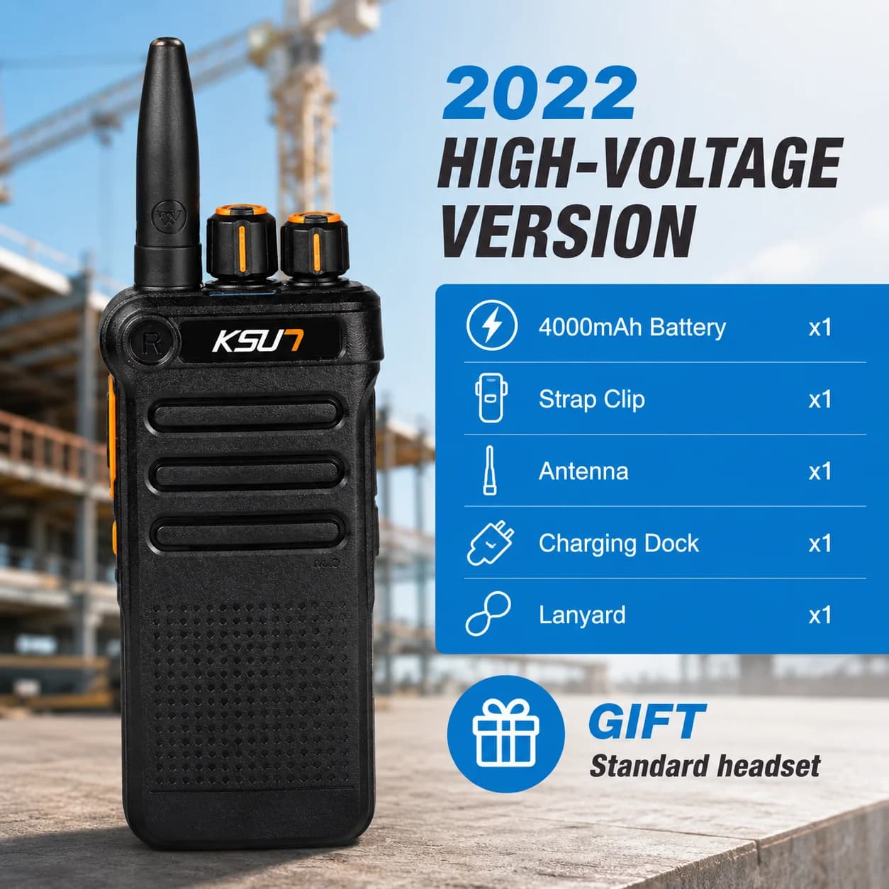 Sistema Intercom Wireless KSUN ODM OEM ad Alta Potenza 10W, Radio Bidirezionale UHF Portatile Professionale a Lungo Raggio