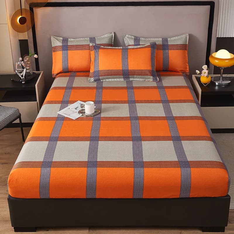 Lenzuolo con angoli stampato scozzese biancheria da letto tessili per la casa copriletto per adulti comodi coprimaterasso copriletto a scacchiera decorazioni per la casa