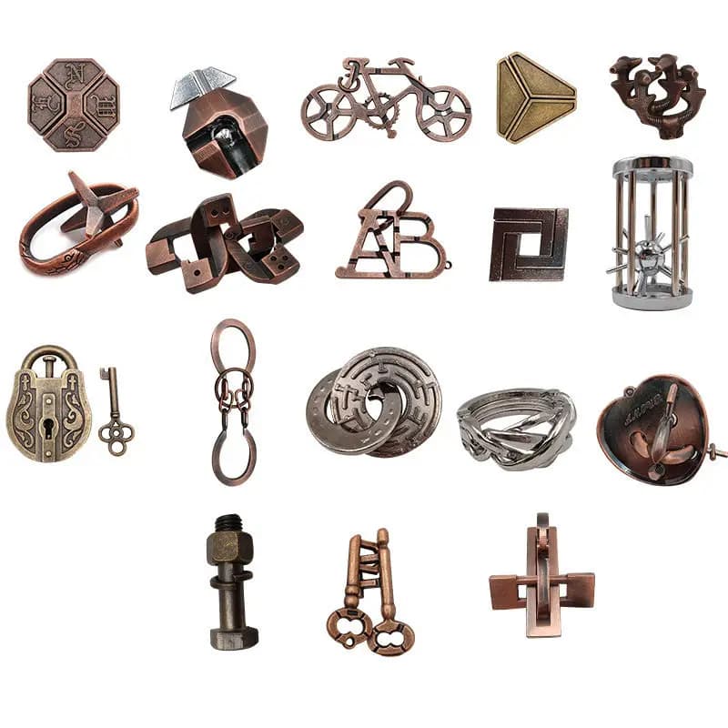 Puzzle magico Ago dorato Ferro di cavallo Blocco quadrato Sblocca Luban Blocco Bruciare il cervello Kongming Blocco Triangolo Catena Sblocca Puzzle giocattolo