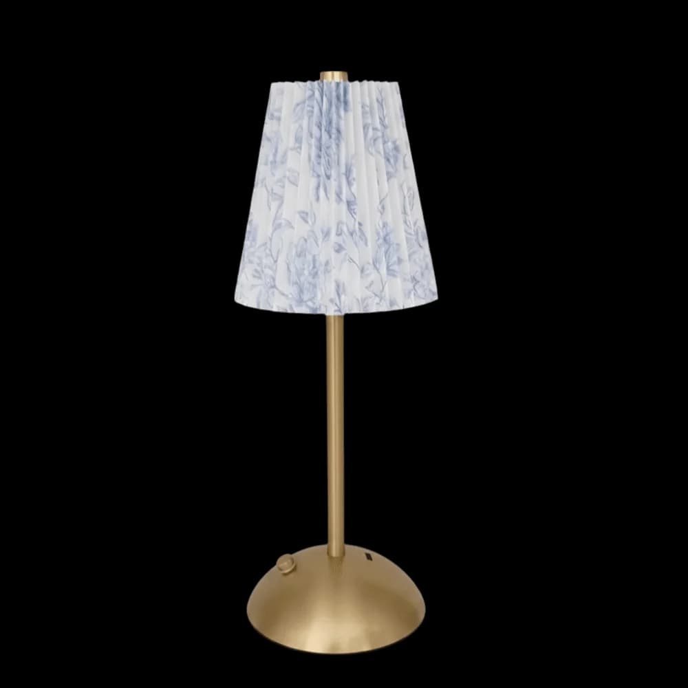 Vintage Metal Base Pleated Desk Lamp Pastoral Style Fabric Shade LED Night Light Dimmable Wireless Touch Bedside Lamp Hotel