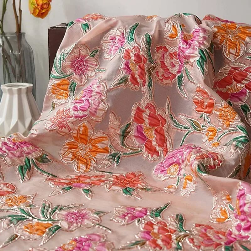 100x140cm Rustic Floral Embossed Cloth Jacquard Yarn-dyed Fabric for Dress Vest Bag Jacquard Fabric Wedding Clothing Supplies