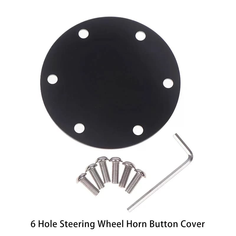 Aluminum cover for clacson button at the wheel at 6 holes, 3.35" x 0.06" x 3.35", Auto accessory