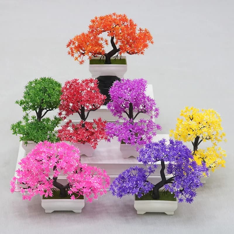 Welcome Pine Artificial Plant Potted Plants Plastic Fake Flowers Desktop Shop Greenery Mini Potted Plants Decorations