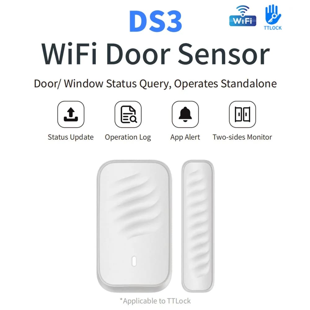 TTLock DS3 Wifi Sensore per porte e finestre con telecomando Smart Home Rilevatori di porte aperte/chiuse Sensore di contatto per porte antifurto per la casa