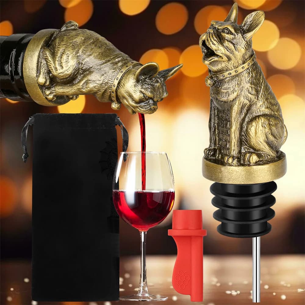 Simpatico bulldog francese per vino, tappo per bottiglia, bottiglia di champagne, bevande, sigillo sottovuoto, utensili da cucina per matrimoni, accessori per decorazioni da bar
