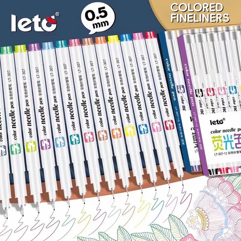 Fine liner Penna ad ago 12 pezzi Set Schizzo Design Vintage Fluorescente Colori di qualità premium Forniture artistiche Pennarello di cancelleria 0,5