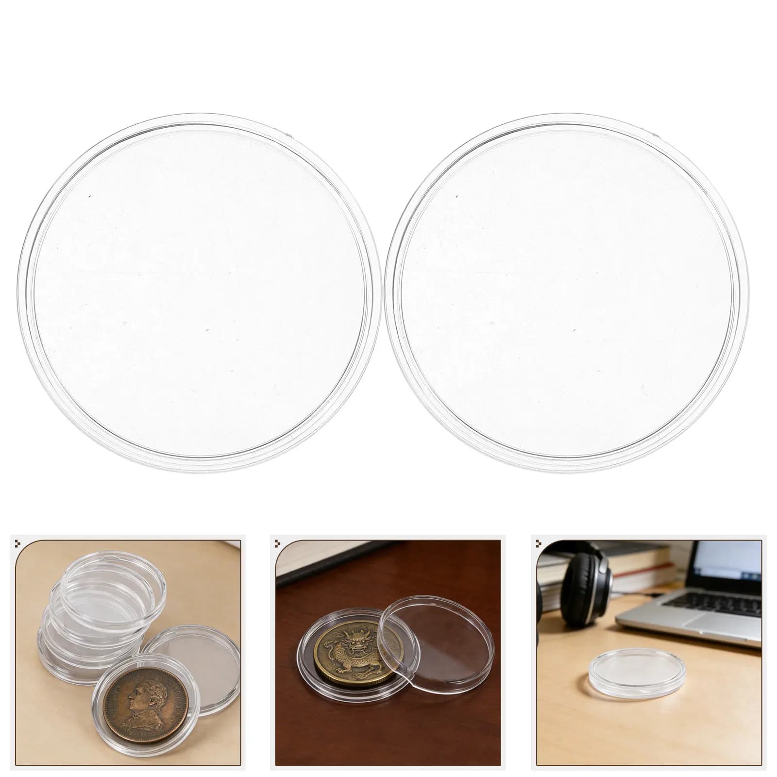 12Pcs Acrylic Coin Storage Box Transparent Display Case for Coins Medals Small Lightweight Dustproof Easy Open Gift