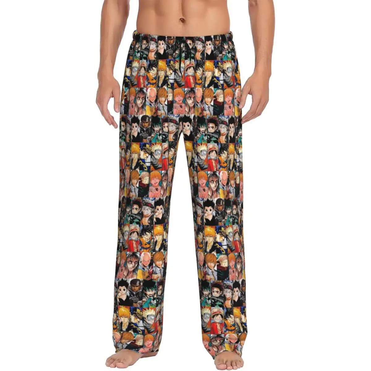Camicia anime personalizzata con maniche per laptop, pantaloni da pigiama, indumenti da notte da uomo, pantaloni da salotto con tasche