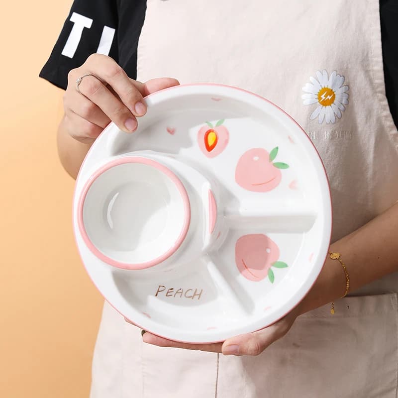 8.4 inch ceramic dividers for Japanese domestic New creative dish for weight loss with high aesthetic cartoon printing