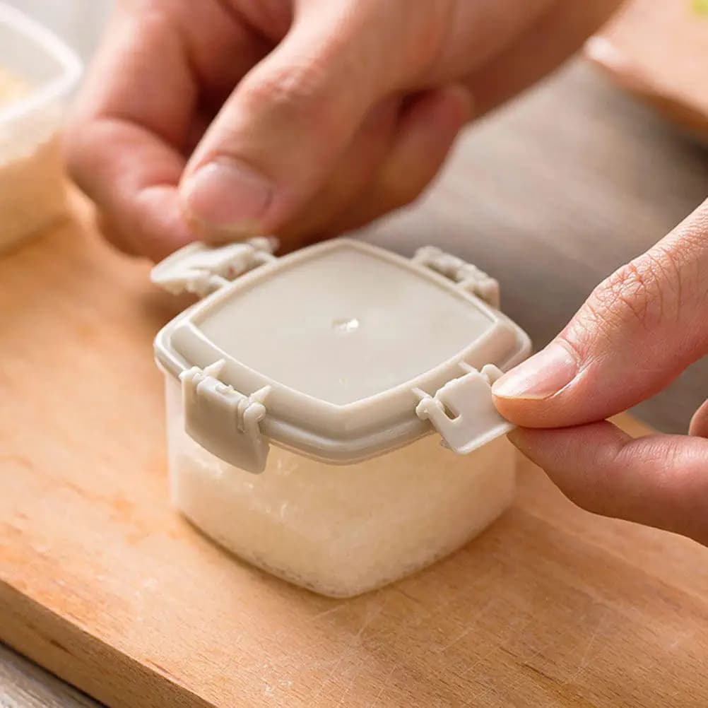 Set di 4 Contenitori Quadrati in Plastica per Salse e Condimenti, Scatole per Conservazione Alimenti, Frutta Secca, Condimenti per Insalata, Barbecue e Spezie