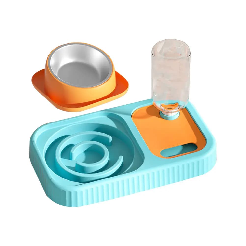 1Set Pet Double Feeder for Cats Small Dogs Premium Material Detachable Food Water Bowl Lightweight Portable Bright Color Gift