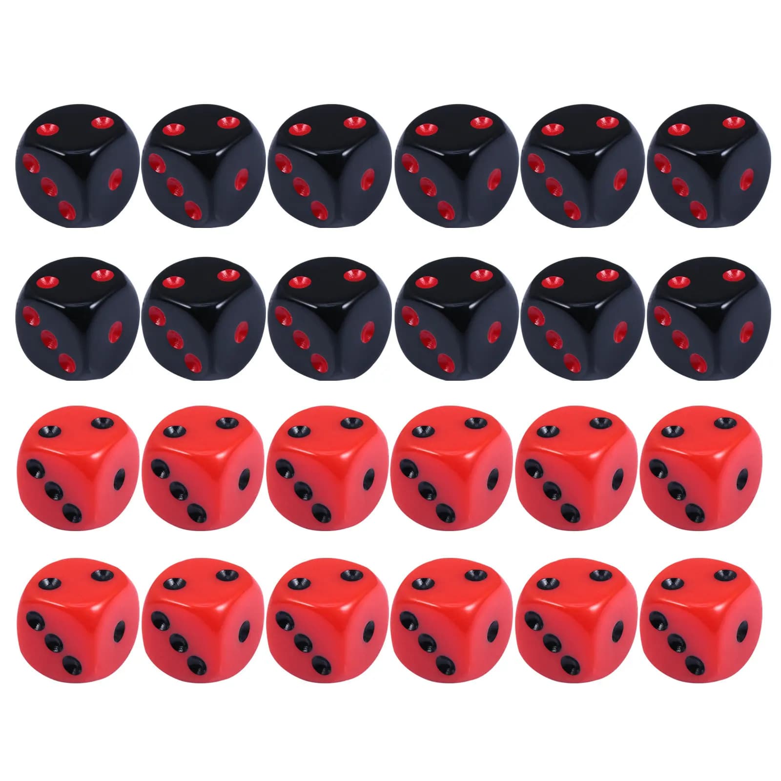 Set da 24 Pezzi Premium in Acrilico con Design Quadrato e Angoli Arrotondati a 6 Lati per Backgammon, Craps e Giochi da Bar