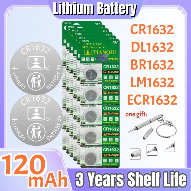 5-100 Pz CR1632 3 V Batteria a Bottone Al Litio CR 1632 BR1632 DL1632 Durevole Moneta a Bottone Cellulare Per Chiave Dell'automobile Orologio di Controllo Remoto giocattoli
