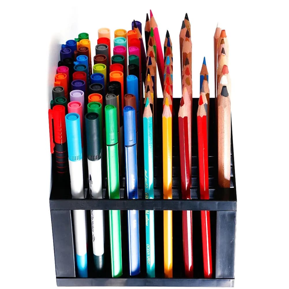 Set di 2 Portapenne Organizzatori con 96 Scomparti, Struttura in Plastica Resistente, Organizzatore da Scrivania per Materiali Artistici