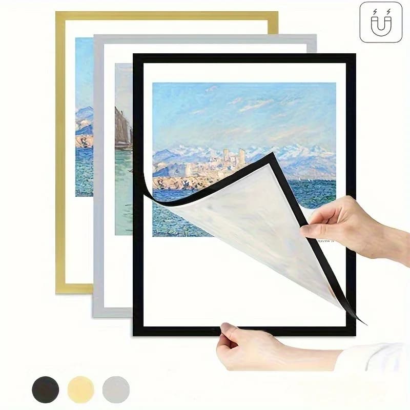 2PCS A4 Magnetic Picture Frames-Self-Adhesive Wall Mount for Diamond Art, Posters,Certificates,Maps &Stamp,Vertical Orientation.