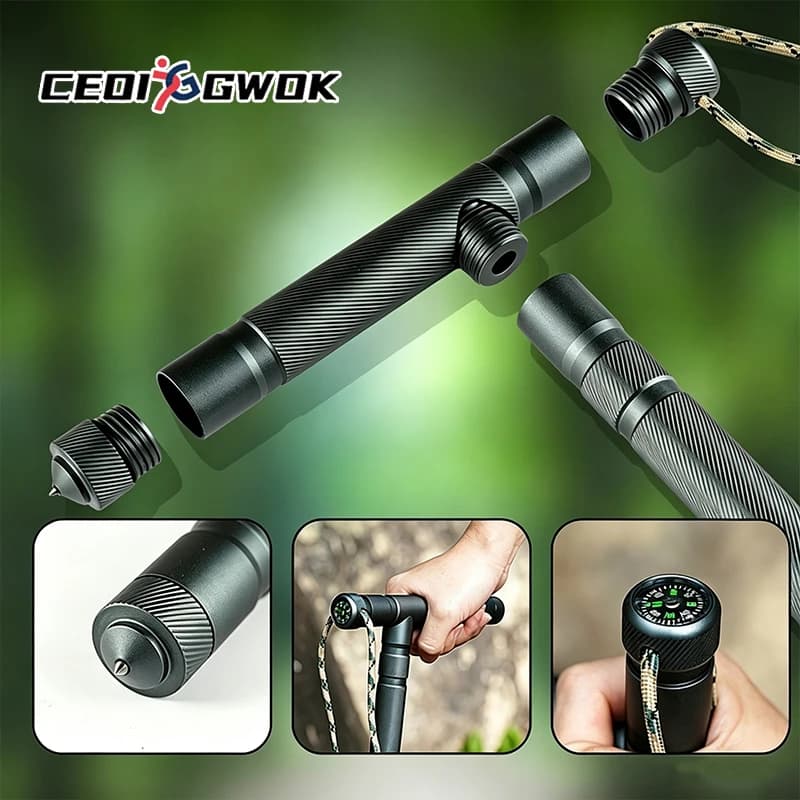 CEOI GWOK Outdoor Mountain Trekking Pole Collapsible Walking Stick with T Grip for Hiking Climbing Professional Walking Stick
