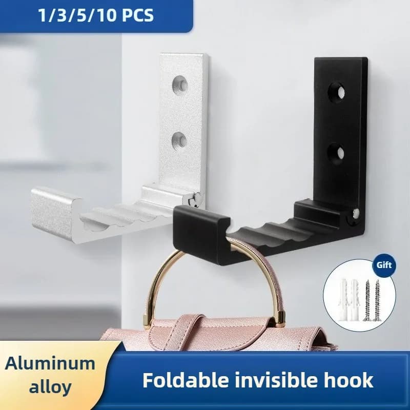 Ganci appendiabiti pieghevoli in alluminio da 1-10 pezzi, appendiabiti da parete resistente, senza ruggine, gancio invisibile per asciugamani da guardaroba con viti