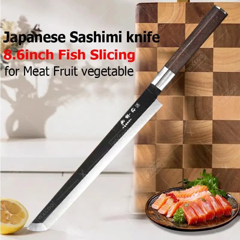WXCOO Coltello da cucina professionale Coltello da salmone da chef giapponese Coltello da cucina per sushi in acciaio inossidabile per affettare filetti di pesce per la cucina