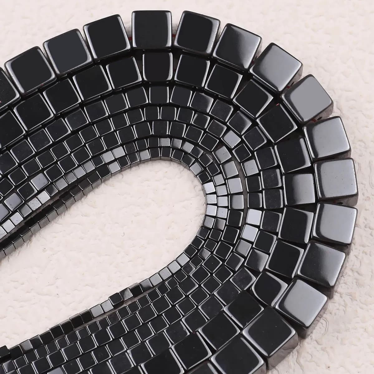 BTFBES pietra naturale cubo di ematite nera fascino quadrato branello allentato del distanziatore per la collana del braccialetto dei gioielli che fa fai da te 2/3/4/6/8/10mm