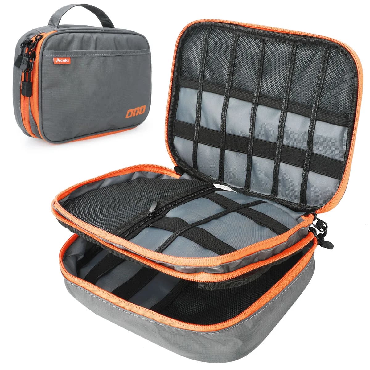 Portable Electronic Accessories Travel Case, Organizer Bag for Gadget Transport for iPad Mini, Cables, Power Supply, USB Stick,