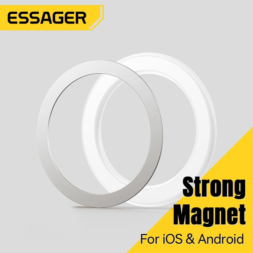 Essager Metal Magnetic Ring for iPhone 16 15 14 MagSafe Magnet for Android Phones Adhesive Rings for Wireless Charger Support