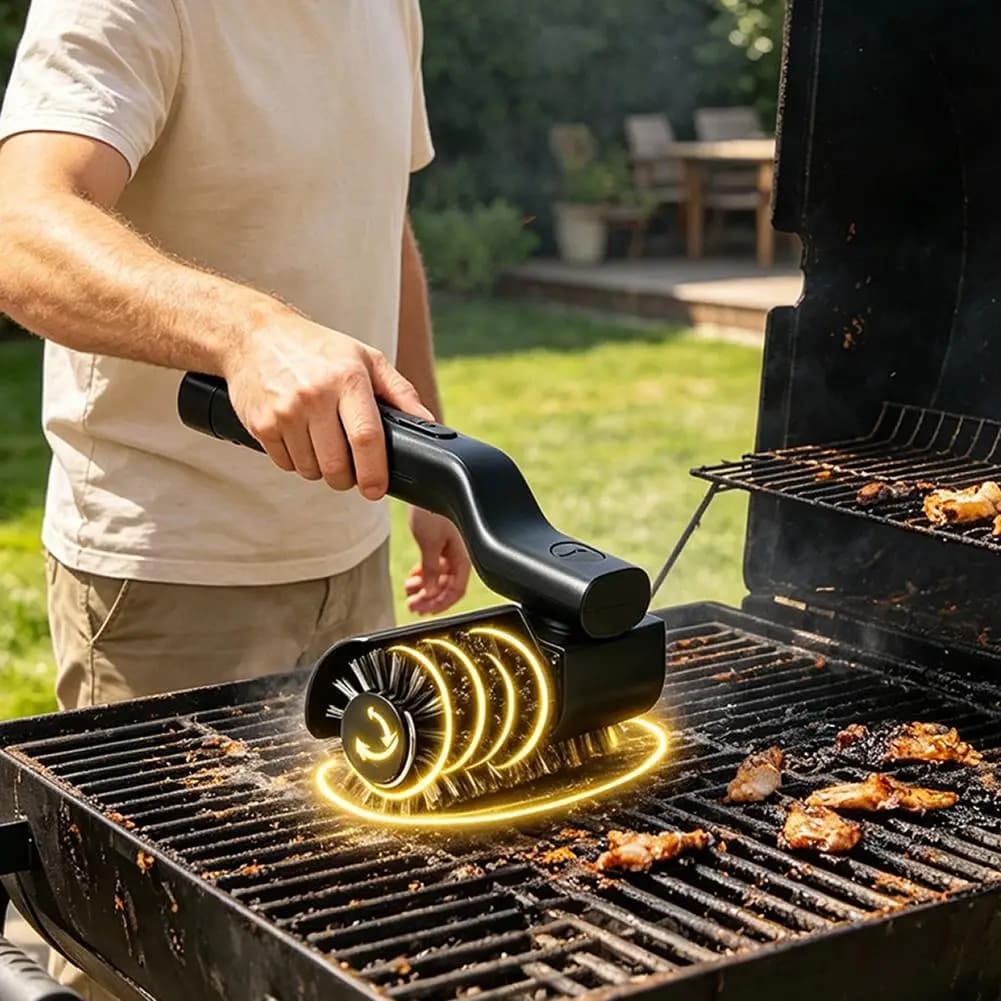 New Electric Brush for Grid 2026, Rechargeable Wireless, for Cleaning BBQ and Removing Oil Bearings on External Grills
