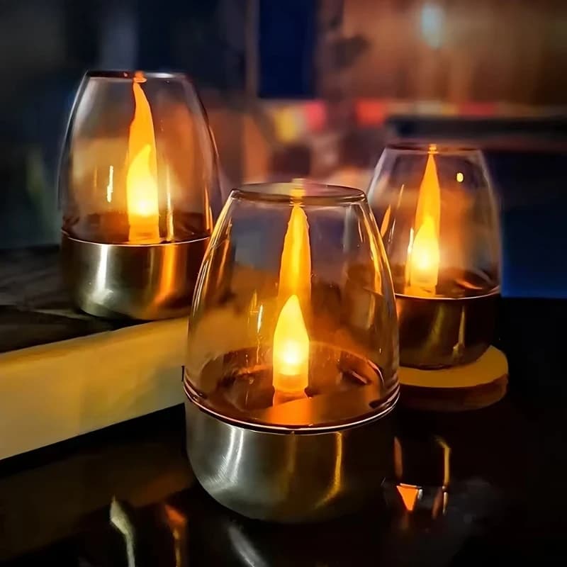 Candele solari a LED senza fiamma, ricaricabili, luce notturna per matrimoni, feste, decorazioni da giardino, impermeabili per esterni, lampada a candela solare.