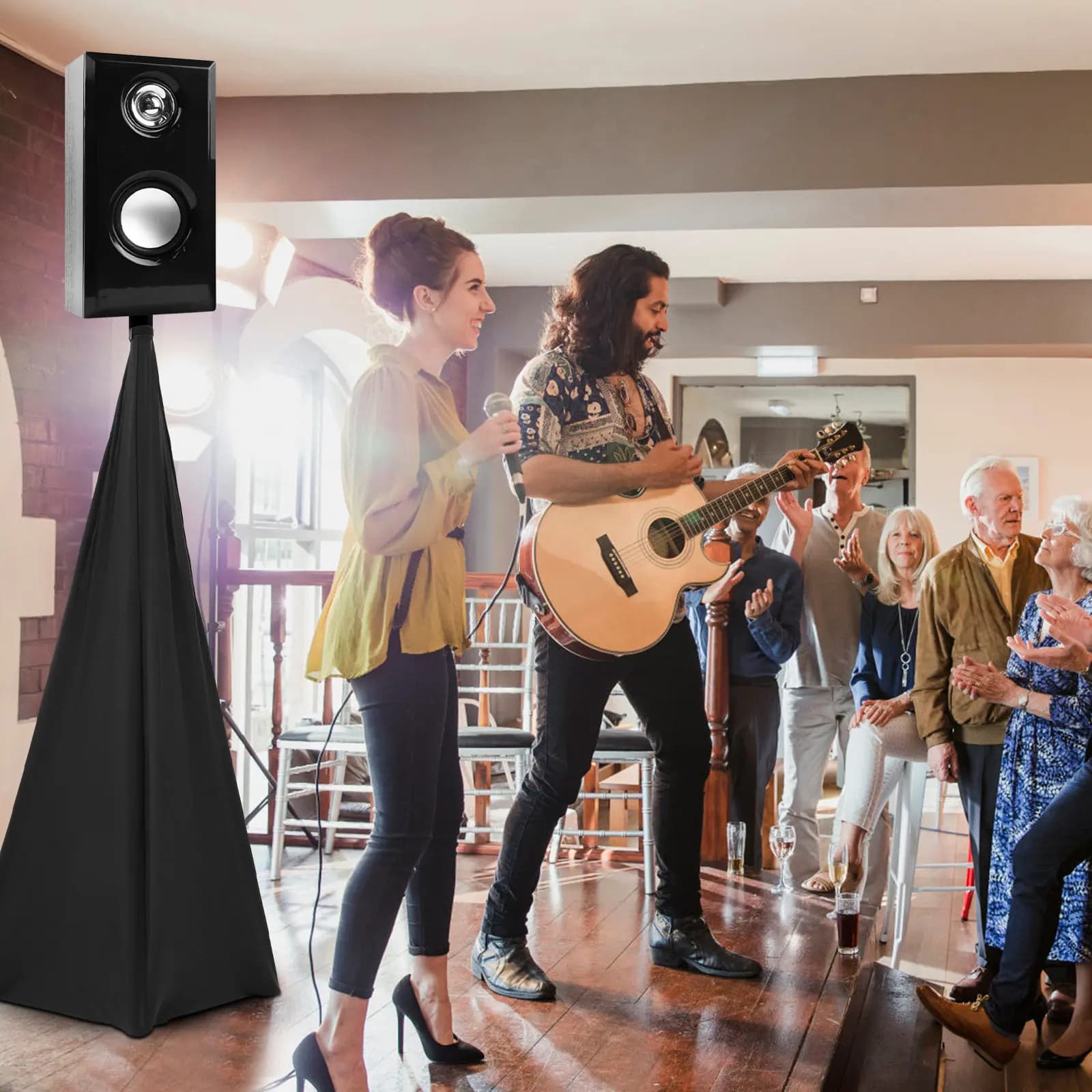 Adjustable Elastic Speaker Stand Sleeve Polyester Cover for Speaker Tripod Stage Accessory Banquet Wedding Concert Studio Use