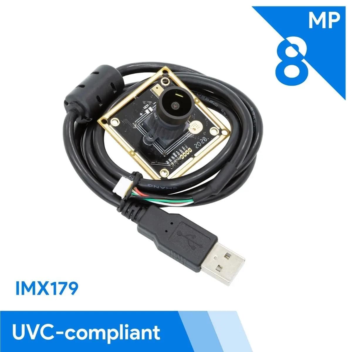 USB camera module Arducam 8MP 1080P with M12 connection, CMOS IMX179 UVC USB 2.0 1/3.2′′′ with 3.3 feet/1 m cable for Windows,