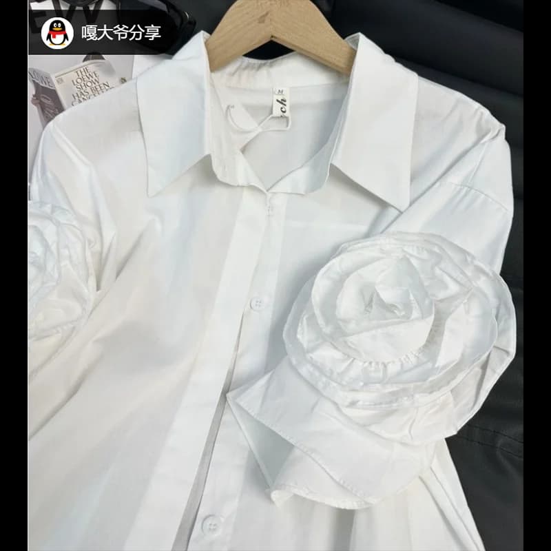 Camicia a maniche corte con collo a polo e stampa floreale 3D stile streetwear, top estivo 2026 snellente, design trendy, capo superiore casual alla moda