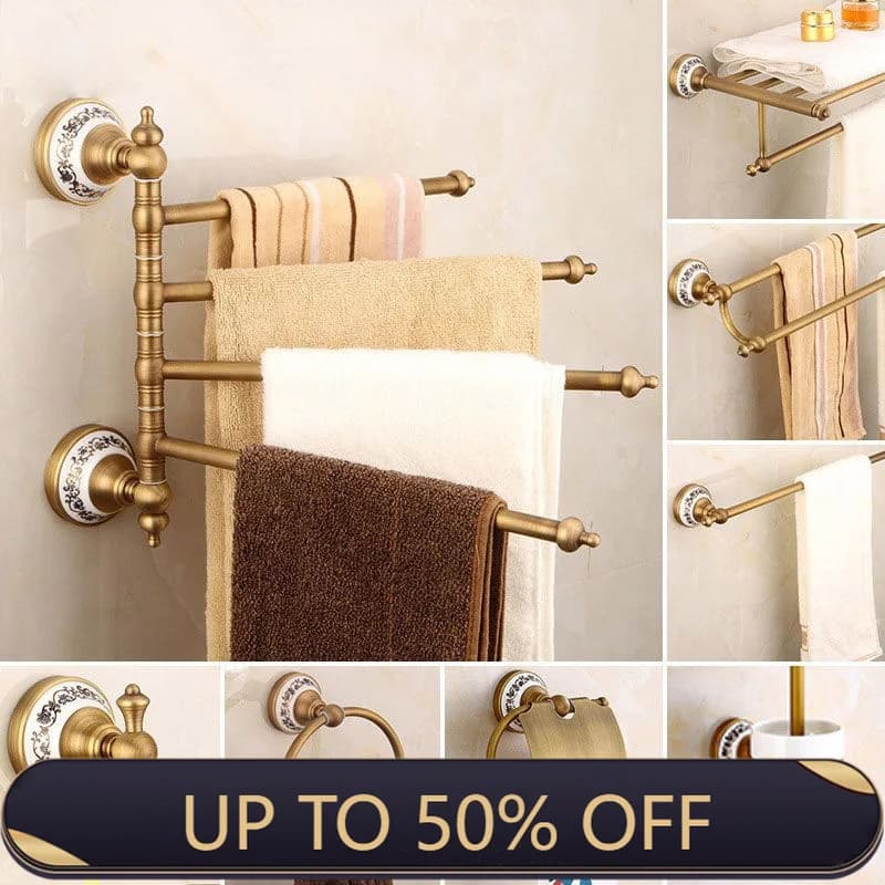 Porcelain Base Bathroom Hardware Set Towel Rack Toothbrush Holder Toilet Roll Paper Holder Soap Dish Wall Mounted Bronze