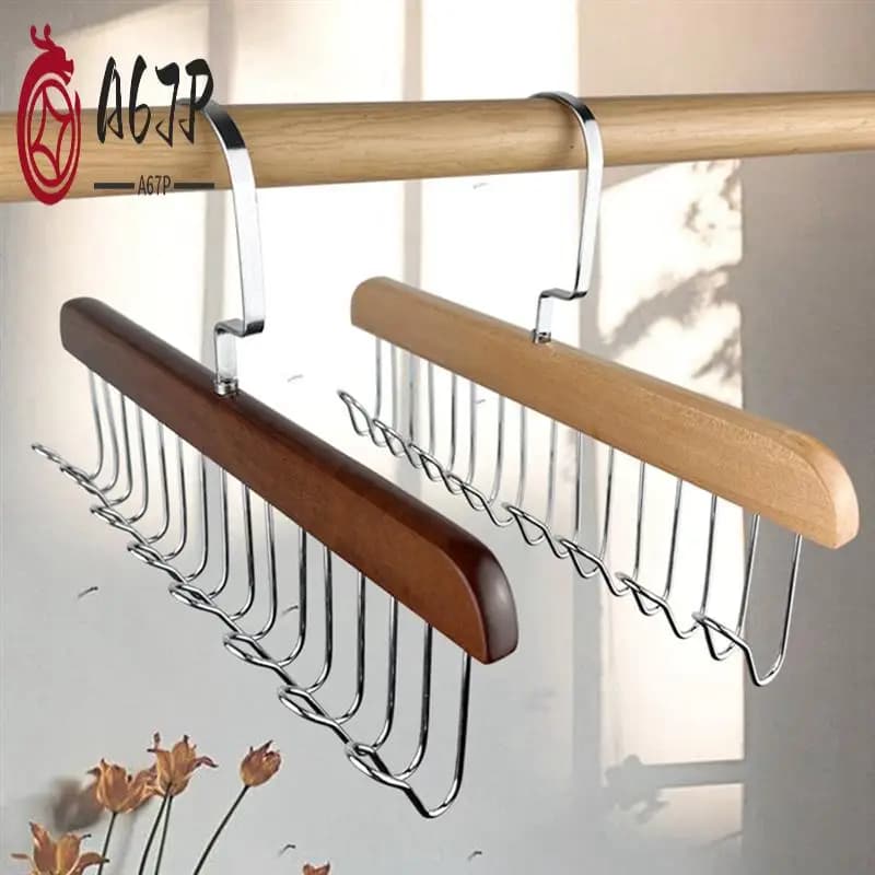 A67P-Flats for multi-locked wooden scarves Spacious coat hanger for domestic wardrobe Organizer Clothes rack