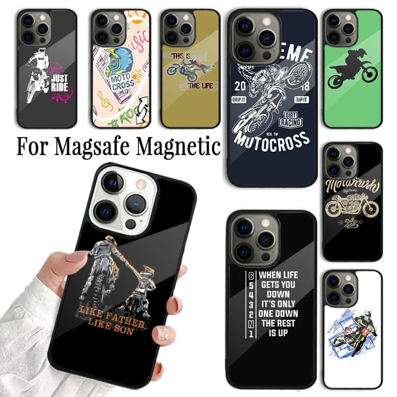 Cover per telefono sportiva da motocross per iPhone 17 AIR 16 15 14 13 12 11 Pro Max Plus, custodia magnetica wireless Magsafe