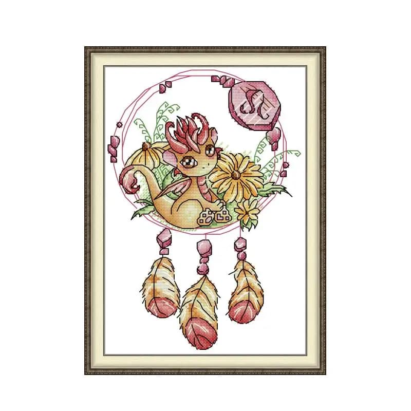 1pc Dragon Leo Dreamcatcher Stamped Cross Stitch DIY Kit 11CT 14CT 16CT Eco-cotton Thread Partial Embroidery New Arrival