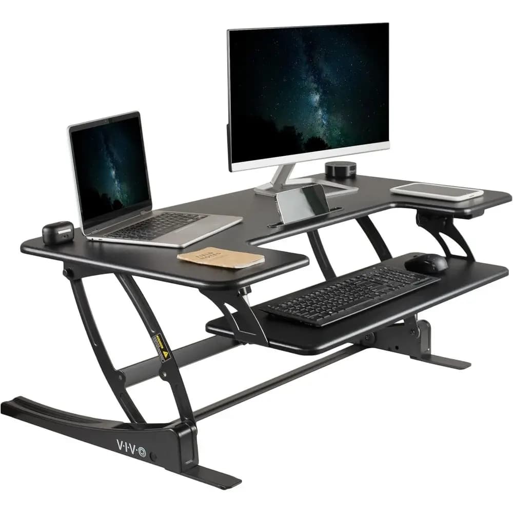 Convertitore per Scrivania Elettrica Regolabile 42, Supporto per Doppio Monitor con Porta USB, Nero