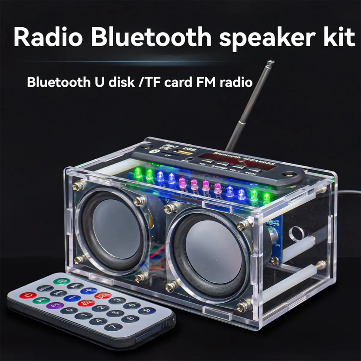 A73T Radio Dual Channel Bluetooth Speaker Amplifier Production Kit FM Spectrum Lamp Electronic DIY Welding Circuit