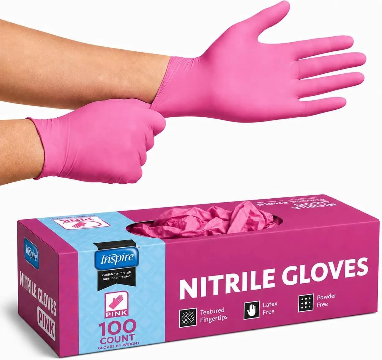Pink Gloves Disposable Latex Free | Nitrile Pink Glove Hair and Nail Salon, Esthetician Nitrile Disposable Gloves