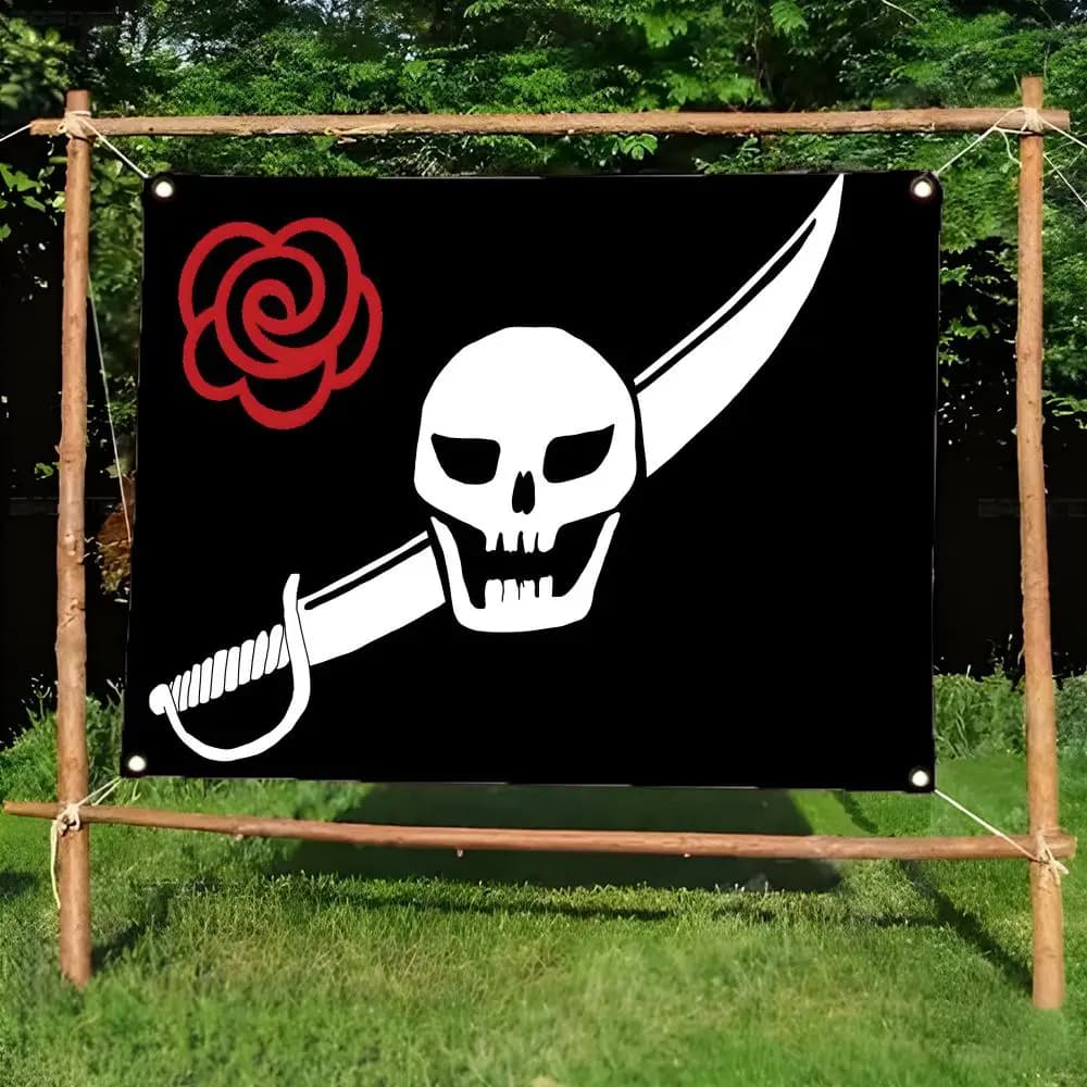 Pirate Skull Crossbones Sailing Ship Flags Borderless four-ring ornament indoor outdoor decoration effortless to hang